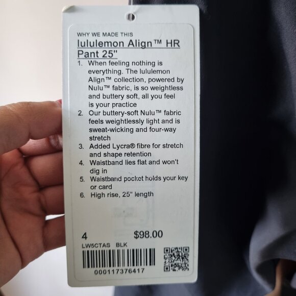 NWT Lululemon Align High Rise HR Pant 25" Leggings Black Size 4 - Picture 3 of 5